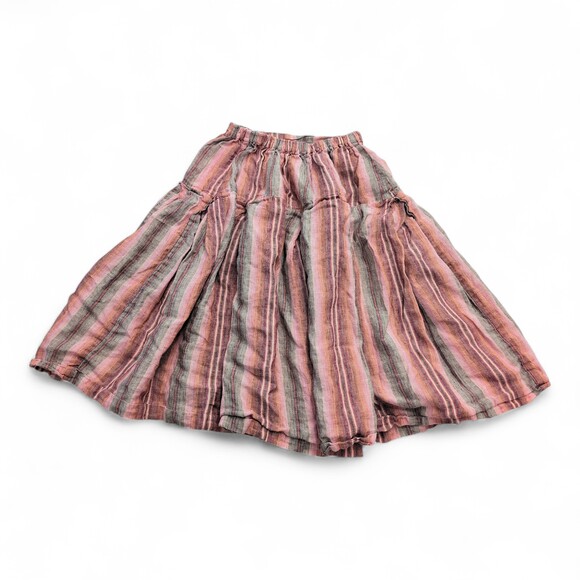 Krista Larson Dresses & Skirts - Krista Larson Boho Tiered Striped Cotton Midi Skirt S Pink Gray